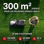Tondeuse à Gazon sans Fil REVO Garden 300 – 20 V – 33 cm – Batterie 5,0 Ah – 5 Hauteurs de Coupe – Bac 35 L – Jusqu’à 300 m²