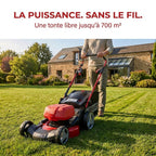 Tondeuse à Gazon sans Fil Auto-tractée REVO Force 700 – 36 V – Coupe 47 cm – 4 Batteries 4,0 Ah – Bac 75 L – Jusqu’à 700 m²