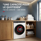 Lave-Linge REVO Pure 7 – Machine à Laver 7 kg – Classe A – 1 200 tr/min – 12 Programmes – Vapeur