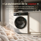Lave-Linge Hublot REVO Pureva 8 – Machine à Laver 8 kg – Classe A – 1200 tr/min – 11 Programmes – Vapeur & Moteur Inverter
