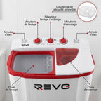 Mini Lave-Linge REVO Nomad 4.5 – Machine à Laver Portable 4,5 kg – Essorage 3,5 kg – 2 Compartiments – 1320 tr/min