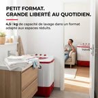 Mini Lave-Linge REVO Nomad 4.5 – Machine à Laver Portable 4,5 kg – Essorage 3,5 kg – 2 Compartiments – 1320 tr/min