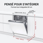 Lave-Vaisselle Tout Intégrable REVO Integra 60 – 60 cm – 6 Programmes – 3 Options – 48 dB – Panier Réglable 3 Hauteurs