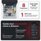 Lave-Vaisselle Pose Libre REVO Novera 15 – 15 Couverts – Classe C – 46 dB – 8 Programmes – Ouverture Automatique – Connecté – Noir
