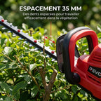 Taille-Haie Sans Fil REVO Vektor 50 – 18 V – Lame 50 cm – Moteur Sans Charbon – 3 Vitesses – Espacement 35 mm