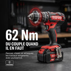 Perceuse à Percussion Sans Fil REVO Torq 62 – 18 V – 62 Nm – 3 Batteries 4,0 Ah – 2 Vitesses