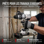 Perceuse-Visseuse à Percussion Sans Fil REVO Raptor 95 – 18 V – 95 Nm – 2 Batteries 5 Ah – Brushless – 3 Vitesses – Mandrin 13 mm – Coffret Inclus