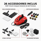 Nettoyeur Vapeur REVO Vaporis 2000 – 2 000 W – Vapeur jusqu’à 160 °C – 26 Accessoires – Débit Réglable – Câble 5 m