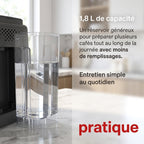 Machine à Café à Grains REVO Prestigio – Expresso Broyeur Automatique 1 500 W – 20 Boissons Chaudes & Glacées – Carafe à Lait – 4 Profils – 1,8 L