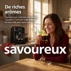 Machine à Café à Grains REVO Crema – Expresso Broyeur Automatique 1 500 W – 2 Cafés – Écran Tactile – Mousseur à Lait – 1,8 L