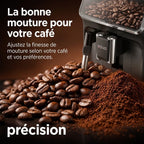 Machine à Café à Grains REVO Crema – Expresso Broyeur Automatique 1 500 W – 2 Cafés – Écran Tactile – Mousseur à Lait – 1,8 L