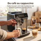 Machine à Café à Grains REVO Crema – Expresso Broyeur Automatique 1 500 W – 2 Cafés – Écran Tactile – Mousseur à Lait – 1,8 L