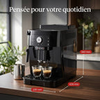 Machine à Café à Grains REVO Essenza – Expresso Broyeur Automatique 1 450 W – 2 Cafés – Buse Vapeur – Broyeur 13 Réglages