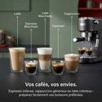 Machine à Expresso REVO Velora – 15 Bar – 1 350 W – Buse Vapeur – Café Moulu & Dosettes ESE – Réservoir 1 L
