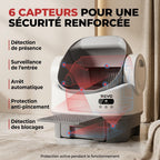 Litière Autonettoyante pour Chats REVO Selya 12 – Bac 12 L – Application – 6 Capteurs de Sécurité – Conception XXL Ouverte