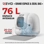 Litière Autonettoyante pour Chats REVO Elyra 76 – Capacité 76 + 7 L – Application Wi‑Fi – Triple Désodorisation – Sécurité Multicapteurs