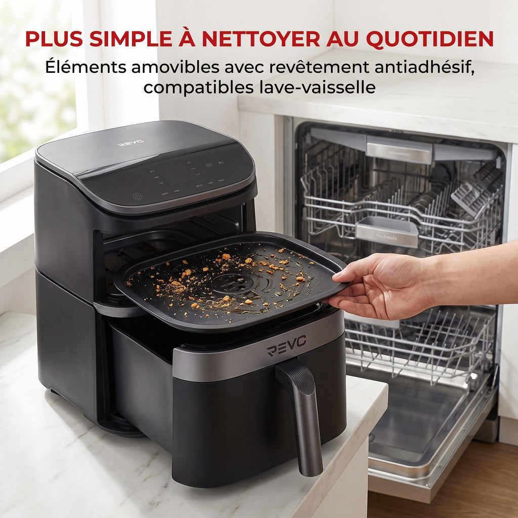 Air Fryer REVO DuoChef 10 – 10,8 L – Double Zone Verticale – 3 Niveaux de Cuisson – 6-en-1 – 2 630 W