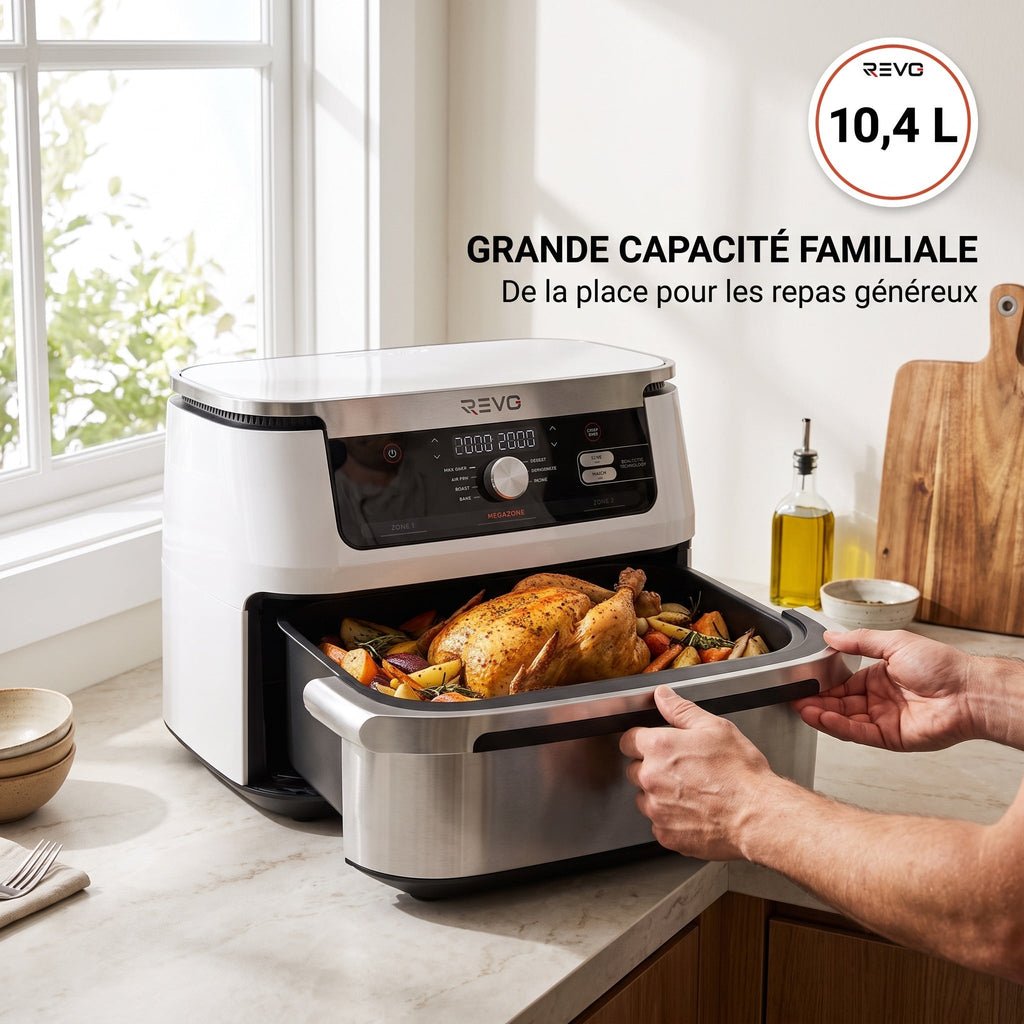 Air Fryer REVO Astoria 10 – 10,4 L – 2 Zones de Cuisson – 7 Modes – 2 470 W