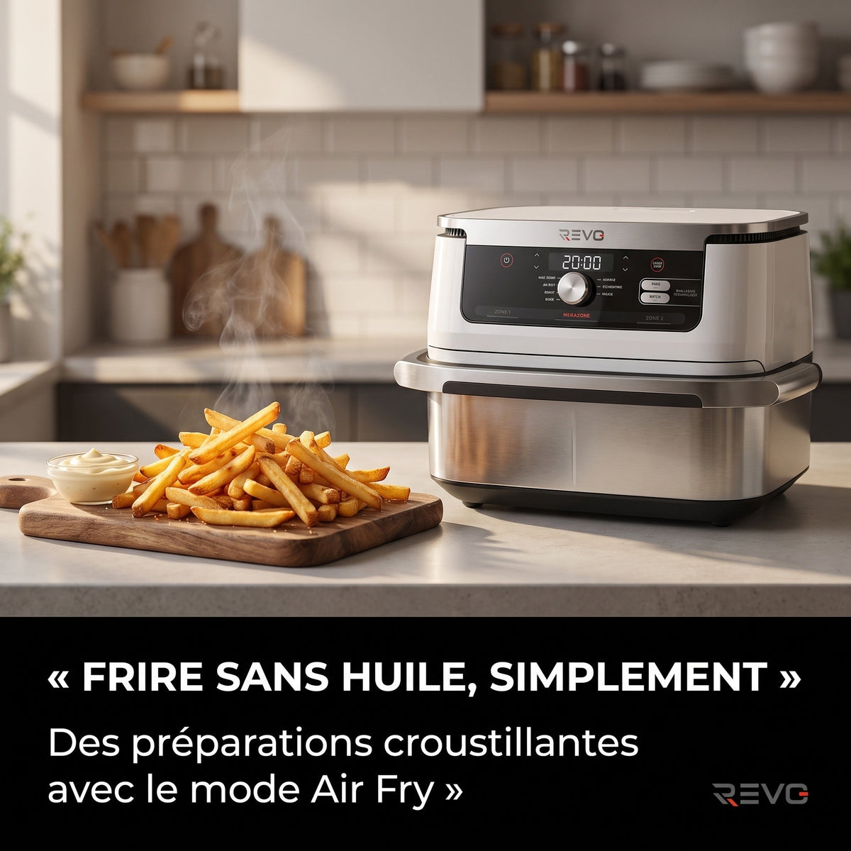 Air Fryer REVO Astoria 10 – 10,4 L – 2 Zones de Cuisson – 7 Modes – 2 470 W