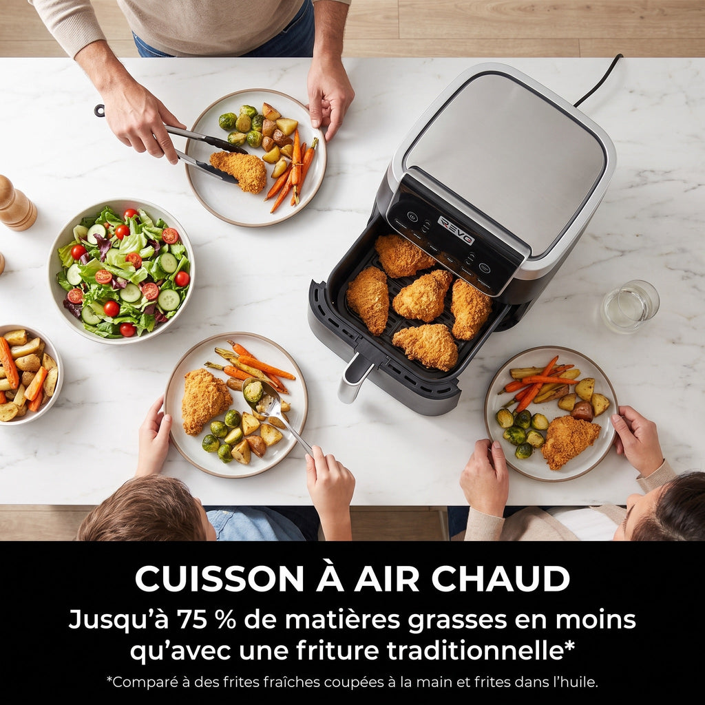 Air Fryer REVO Crispéo 6 – 2 000 W – Capacité 6,2 L – 6 Fonctions de Cuisson – Température Réglable jusqu’à 180 °C