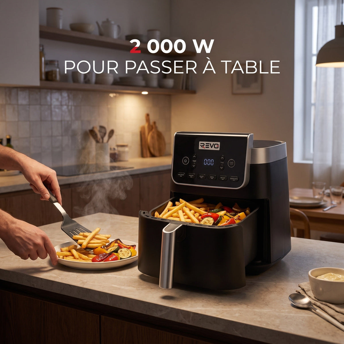 Air Fryer REVO Crispéo 6 – 2 000 W – Capacité 6,2 L – 6 Fonctions de Cuisson – Température Réglable jusqu’à 180 °C