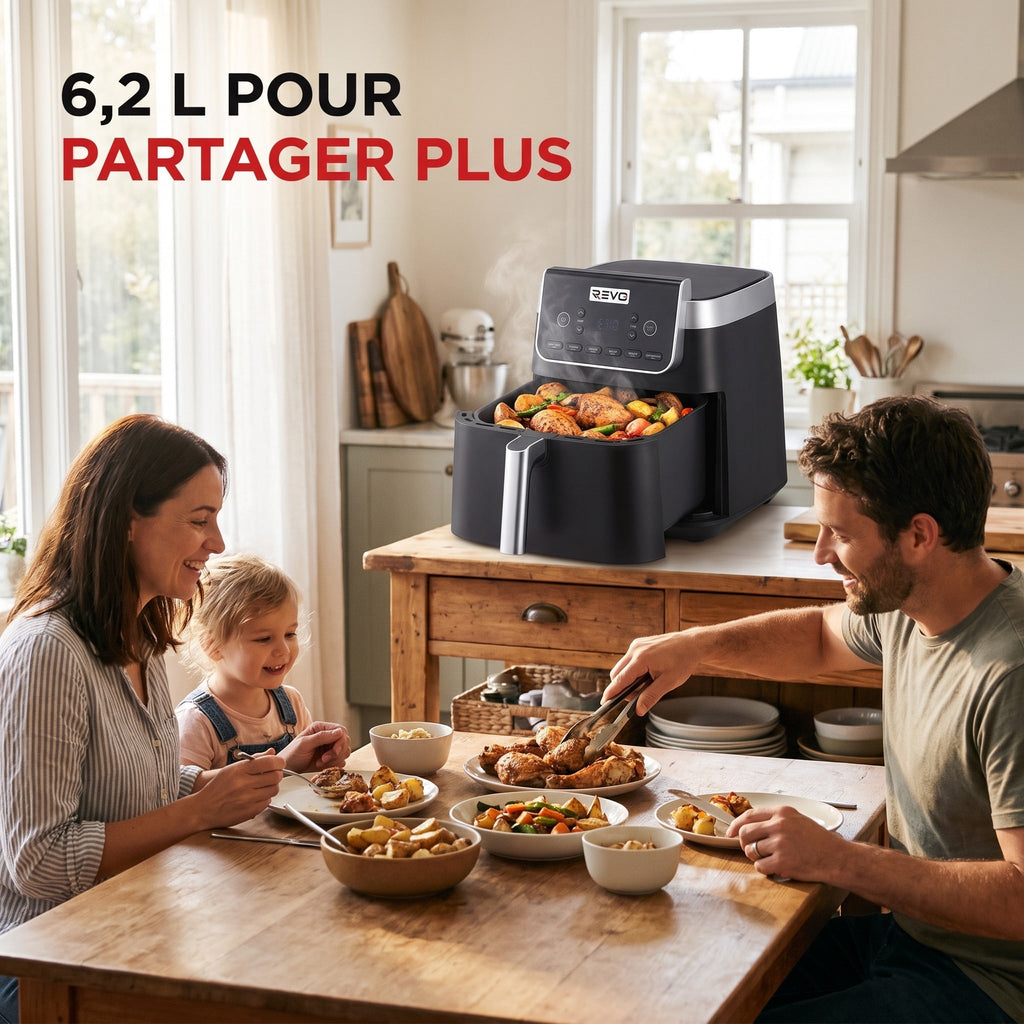 Air Fryer REVO Crispéo 6 – 2 000 W – Capacité 6,2 L – 6 Fonctions de Cuisson – Température Réglable jusqu’à 180 °C