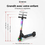 Trottinette Électrique Enfant REVO Lumio 45 – 45 W – Jusqu’à 10 km/h – Autonomie 4 km – LED Multicolores – Guidon Réglable