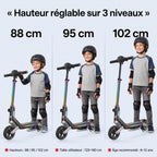 Trottinette Électrique Enfant REVO MiniPulse 16 – 6 à 12 Ans – 5/10/16 km/h – Autonomie 9 km – Double Suspension – Bluetooth & LED