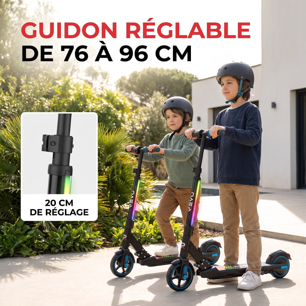 Trottinette Électrique Enfant REVO Spark 15 – 150 W – 3 Vitesses – Jusqu’à 15 km/h – Autonomie 8 km
