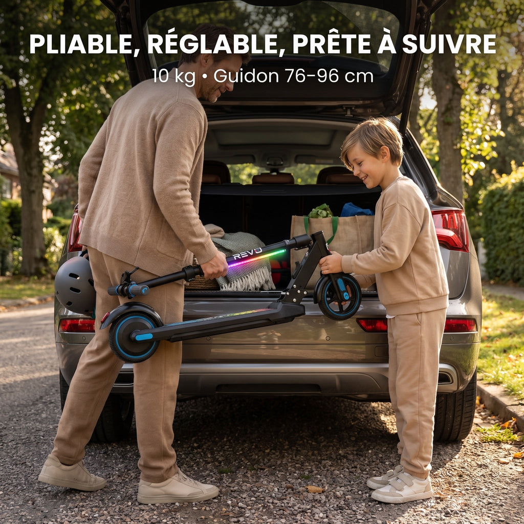Trottinette Électrique Enfant REVO Spark 15 – 150 W – 3 Vitesses – Jusqu’à 15 km/h – Autonomie 8 km