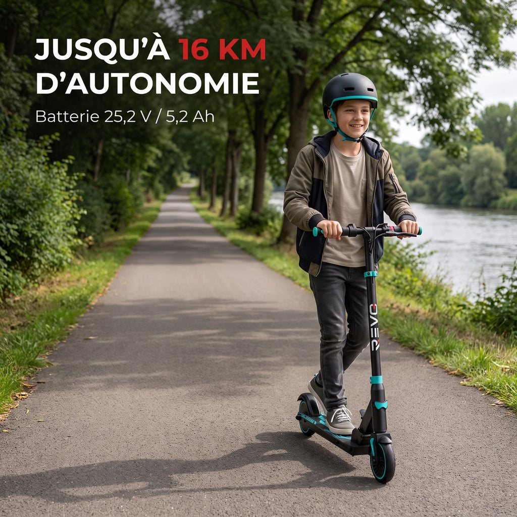 Trottinette Électrique Enfant REVO MiniRide 250 – 250 W – Jusqu’à 20 km/h – Autonomie jusqu’à 16 km – Pliable