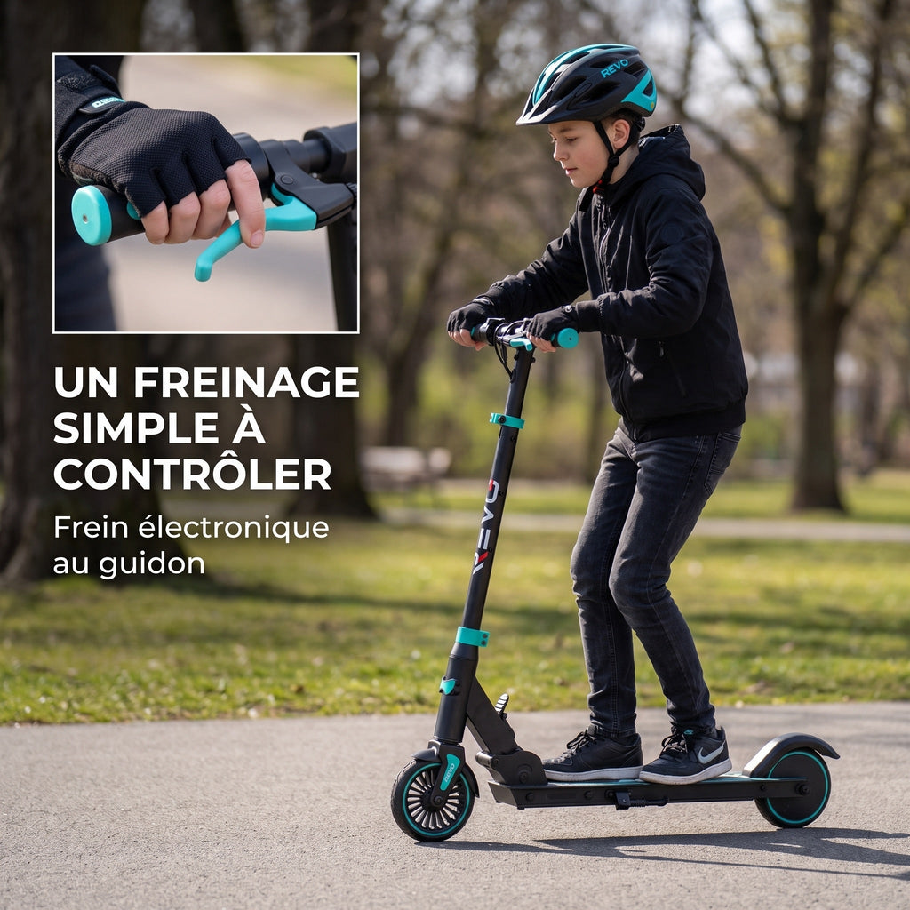 Trottinette Électrique Enfant REVO MiniRide 250 – 250 W – Jusqu’à 20 km/h – Autonomie jusqu’à 16 km – Pliable
