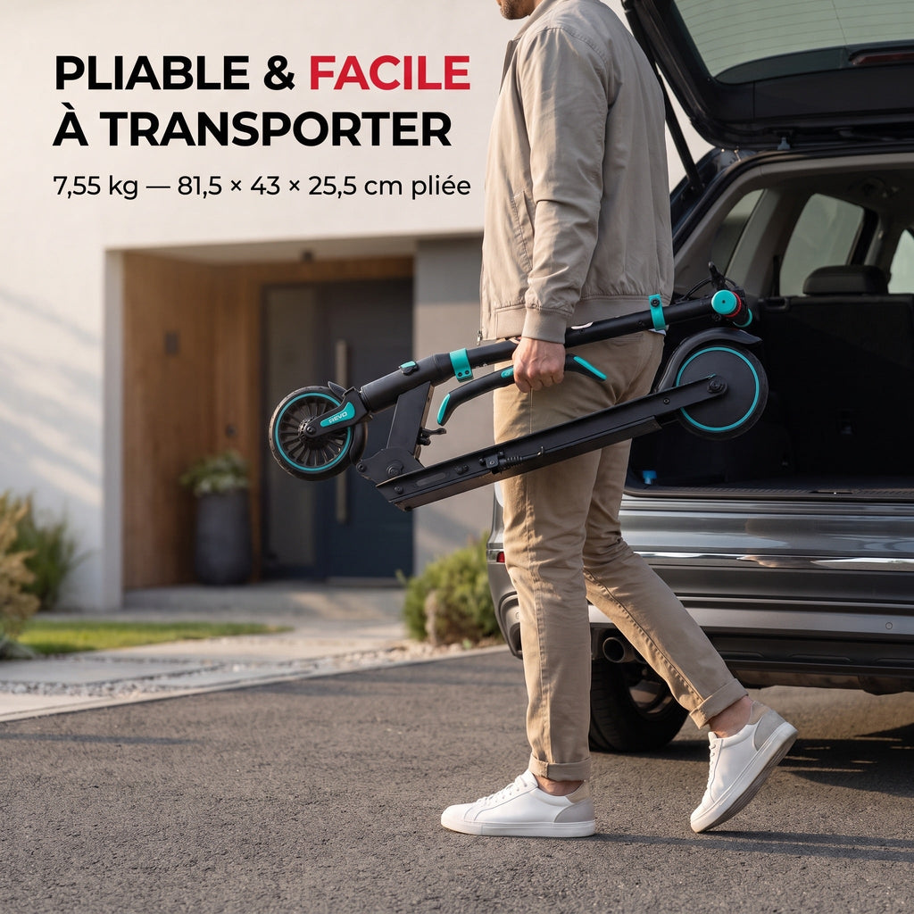 Trottinette Électrique Enfant REVO MiniRide 250 – 250 W – Jusqu’à 20 km/h – Autonomie jusqu’à 16 km – Pliable