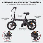 Draisienne Électrique Pliable REVO Velix 16 – Roues 16" – Batterie Amovible 10,4 Ah – Freins à Disque Avant & Arrière