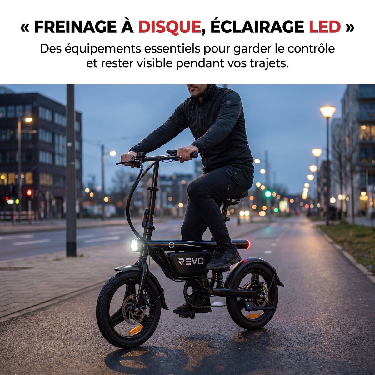 Draisienne Électrique Pliable REVO Foldix 14 – 250 W – Batterie 36 V 12 Ah – Autonomie jusqu’à 50 km – Application – Roues 14"