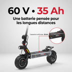Trottinette Électrique REVO Dominion 60 – Batterie 60 V 35 Ah – 25 km/h – Pneus Tubeless 11″ – Double Suspension