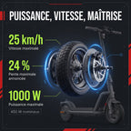 Trottinette Électrique REVO Roam 65 – 1000 W Max – Autonomie jusqu’à 65 km – Batterie 46,8 V 12,5 Ah – Pneus Tout-Terrain 10,5″ & Application