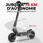 Trottinette Électrique REVO Oryx 75 – Autonomie jusqu’à 75 km – Batterie 60 V 20 Ah – Pneus 11″ – Double Suspension