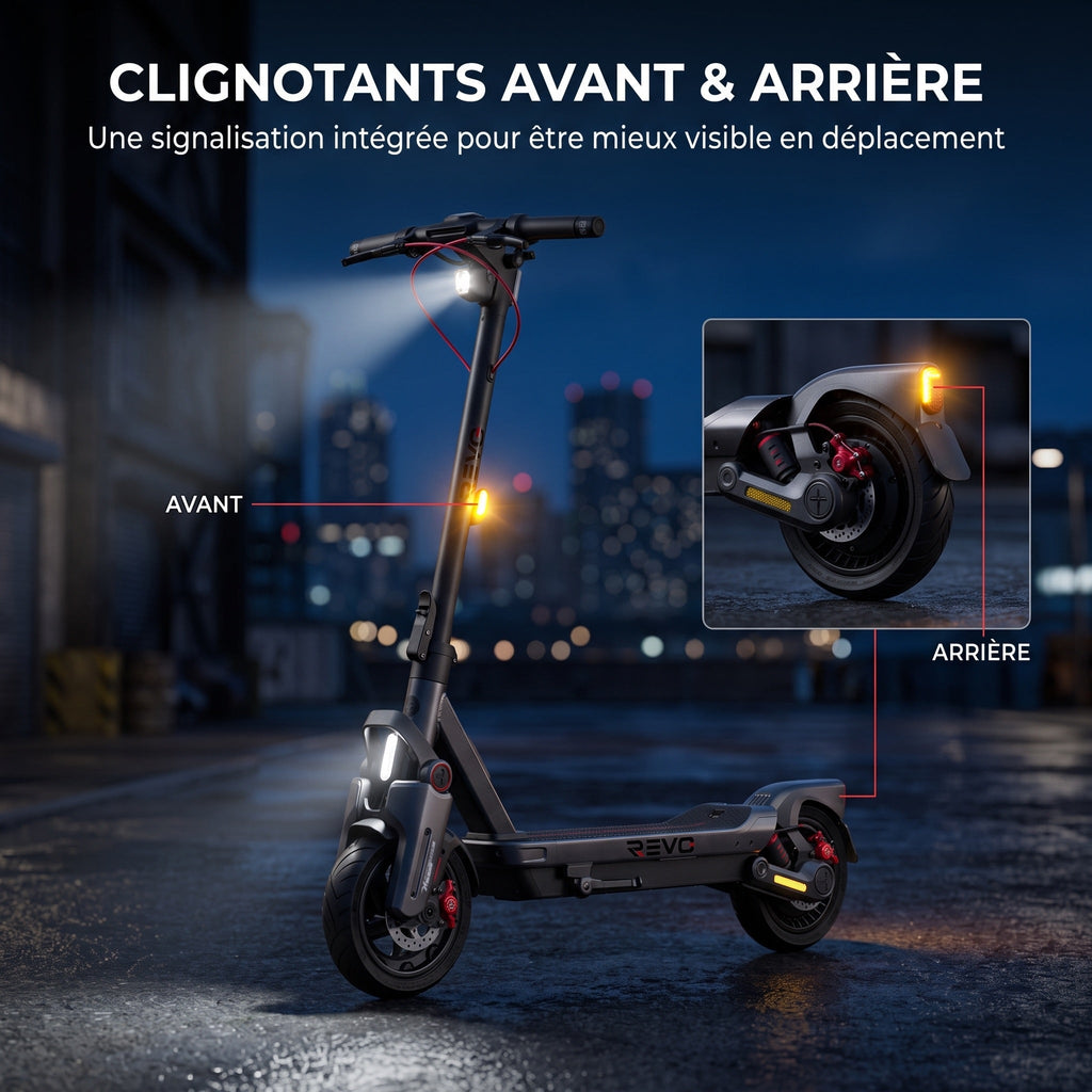 Trottinette Électrique REVO Elevon 80 – 2 000 W – 25 km/h – Autonomie jusqu’à 80 km – Pneus 11″ – Écran TFT 2,4″