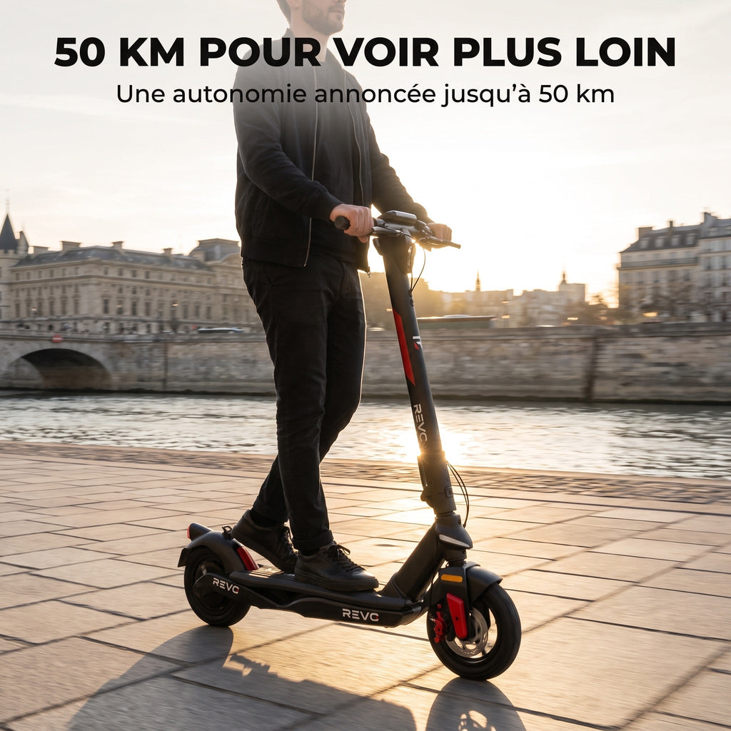 Trottinette Électrique REVO Altura 50 – 350 W – Autonomie 50 km – Batterie 468 Wh – Roues 10″ – Clignotants Intégrés