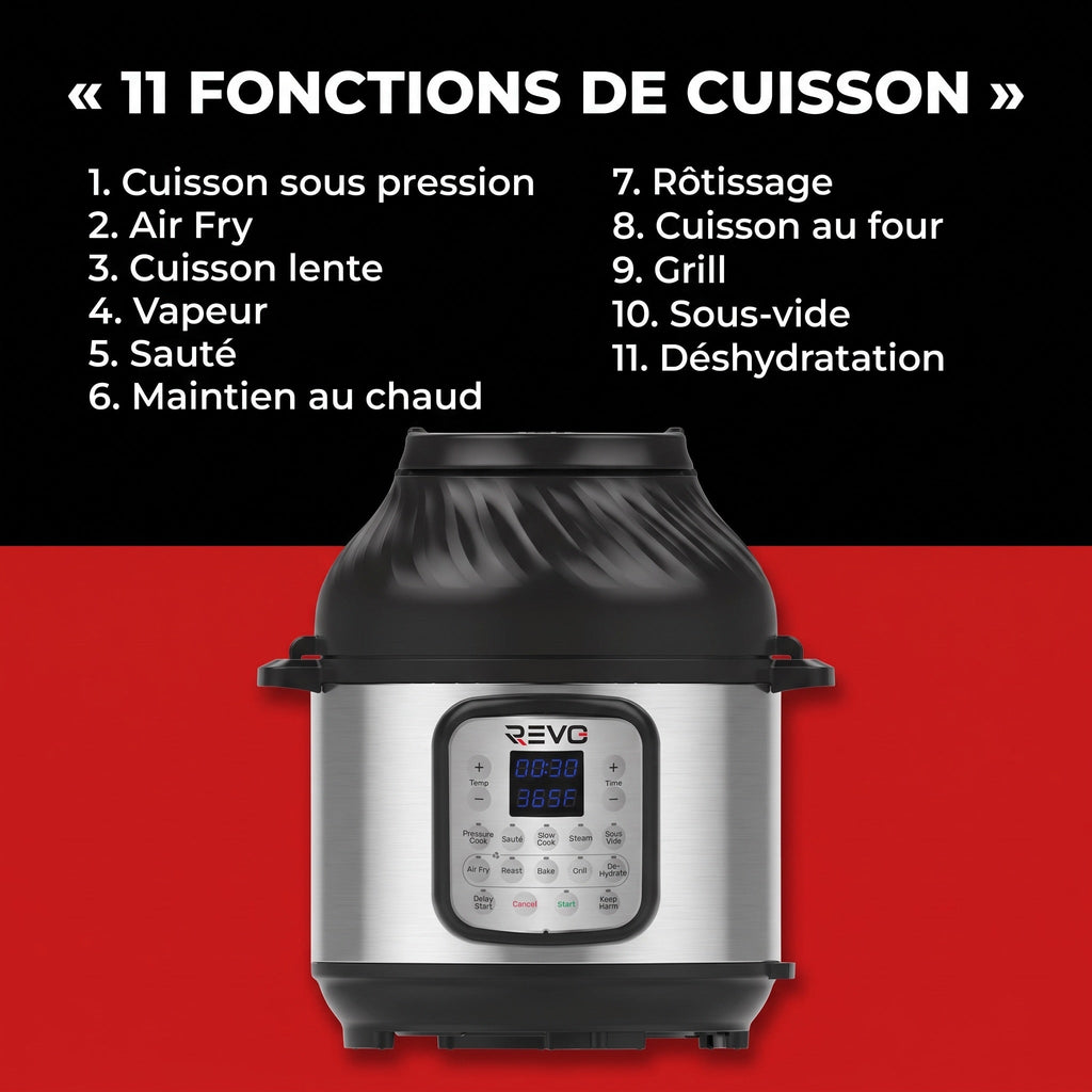 Multicuiseur & Air Fryer REVO Fusion 6 – 5,7 L – 1500 W – 11 Fonctions de Cuisson – Cuisson Sous Pression & Friture à Air