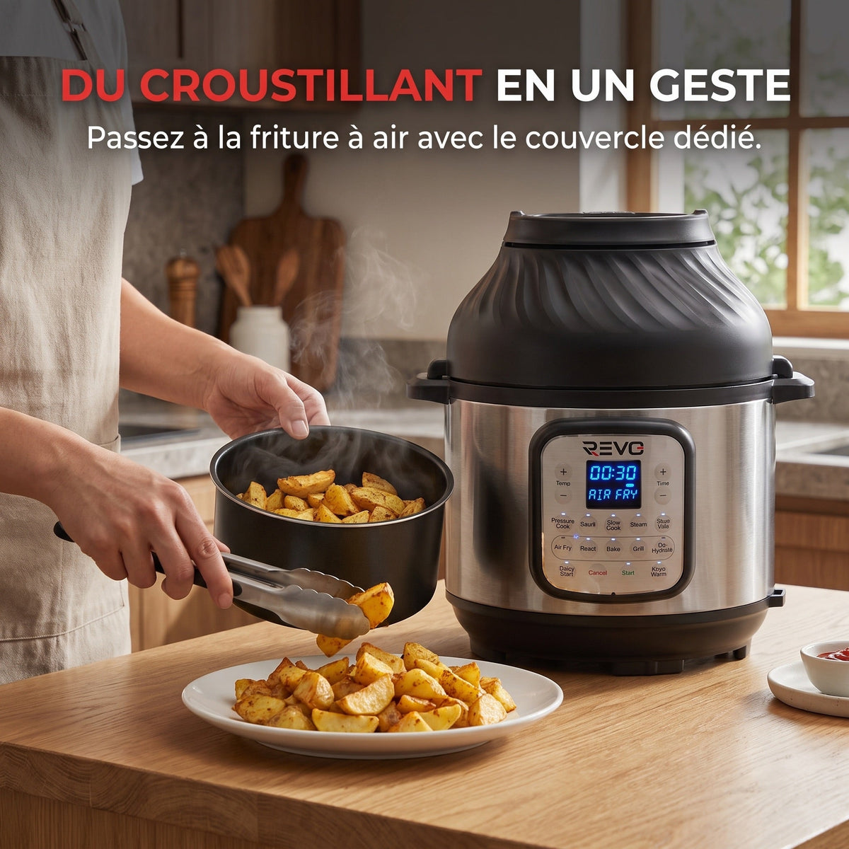 Multicuiseur & Air Fryer REVO Fusion 6 – 5,7 L – 1500 W – 11 Fonctions de Cuisson – Cuisson Sous Pression & Friture à Air