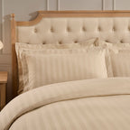 Dusklia - Hotel Satin Stripe 200 Thread Count Duvet Cover - Champagne