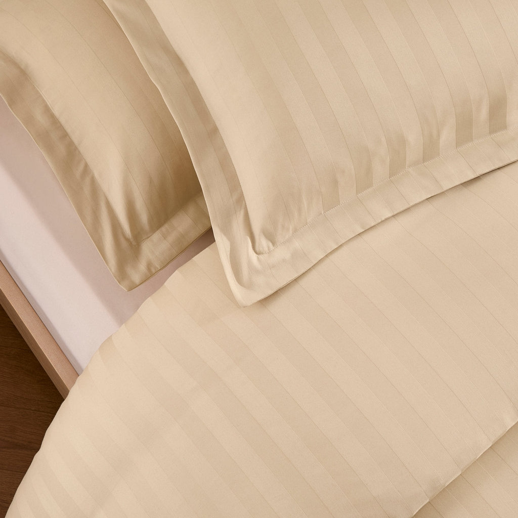 Dusklia - Hotel Satin Stripe 200 Thread Count Duvet Cover - Champagne