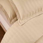 Dusklia - Hotel Satin Stripe 200 Thread Count Duvet Cover - Champagne