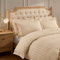 Dusklia - Hotel Satin Stripe 200 Thread Count Duvet Cover - Champagne