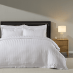 Dusklia - Hotel Satin Stripe 200 Thread Count Duvet Cover - White