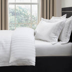 Dusklia - Hotel Satin Stripe 200 Thread Count Duvet Cover - White