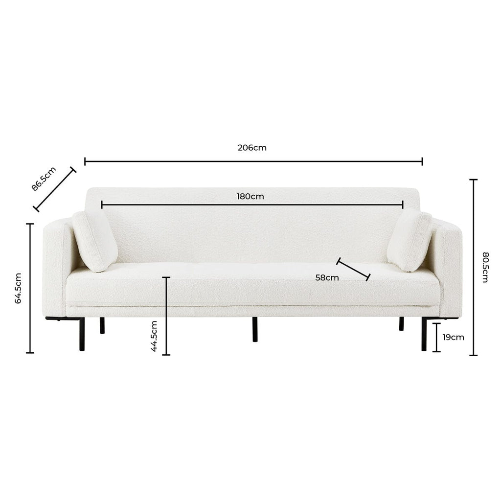 Dusklia - Hudson Bouclé Click Clack Sofa Bed - Off White