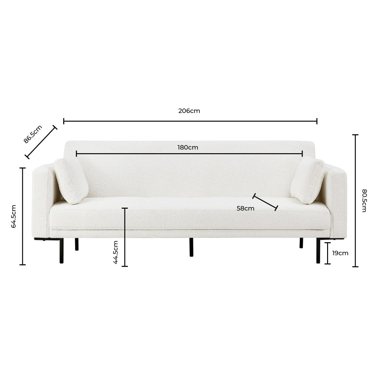 Dusklia - Hudson Bouclé Click Clack Sofa Bed - Off White